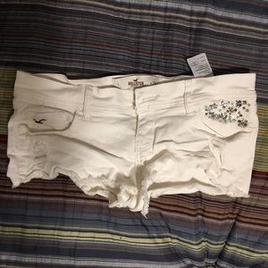 Hollister white jean shorts